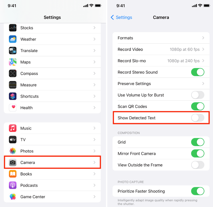 iPhone: text recognized and selected on an image in the Photos app